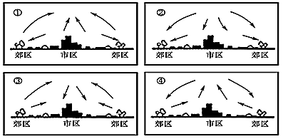 9.圖中反映城郊間熱力環流的是