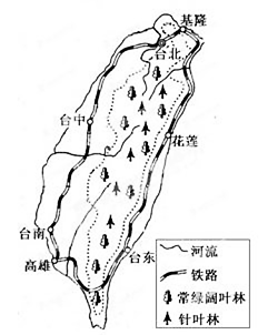 河流因素 c.氣候因素 d.礦產因素 11.臺灣島內森林的類