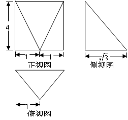 已知某四棱锥的三视图(单位:cm)如图所示,则该四棱锥的体积是